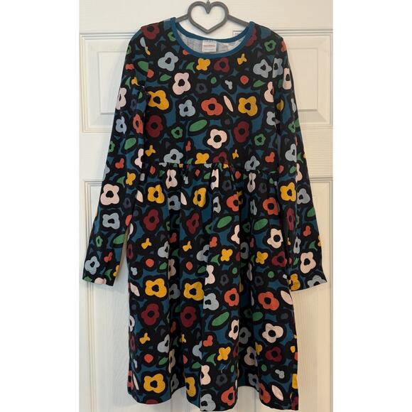 Hanna Andersson Other - Hanna Andersson Elizabeth Playdress Girls Sz 12 Navy Floral Long Sleeves EUC